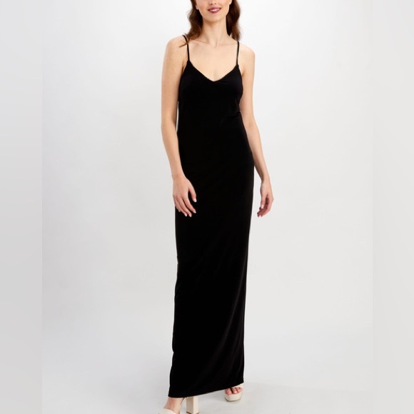 Black maxi dress with side slit by C'est Moi size S - Picture 1 of 5